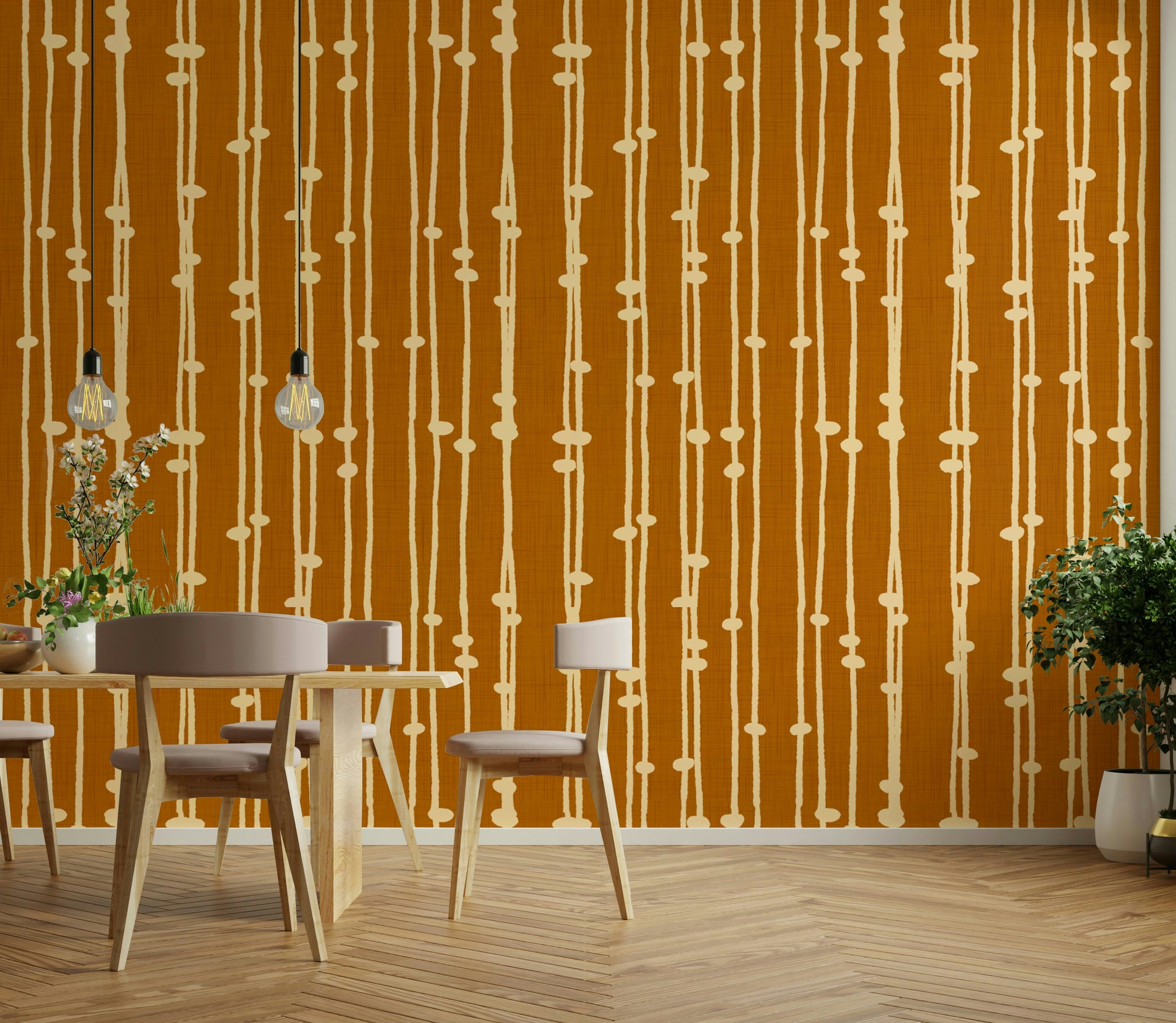 A detail shot of the vibrant terracotta hues in the design.