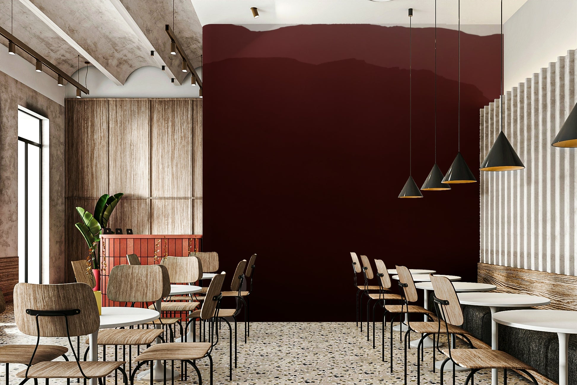 A detail shot of the soft, gradient tones in the wallpaper.