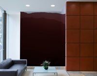 A bedroom with the wall mural behind the headboard.