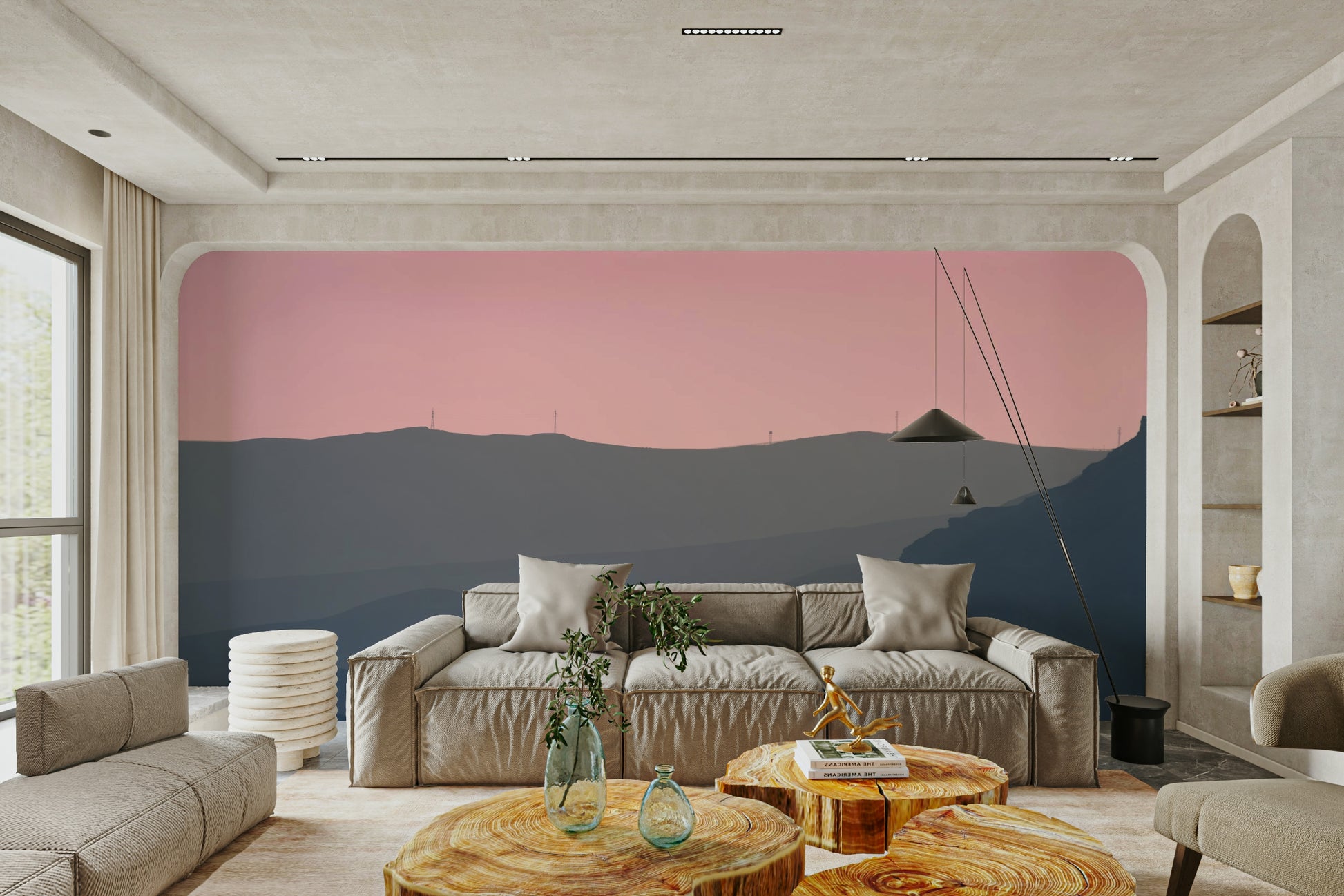 The peel and stick wallpaper on a smooth wall surface.