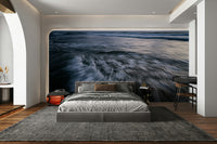 An angled shot of the mural's gentle color palette.