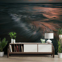 An angled shot of the mural's gentle color palette.