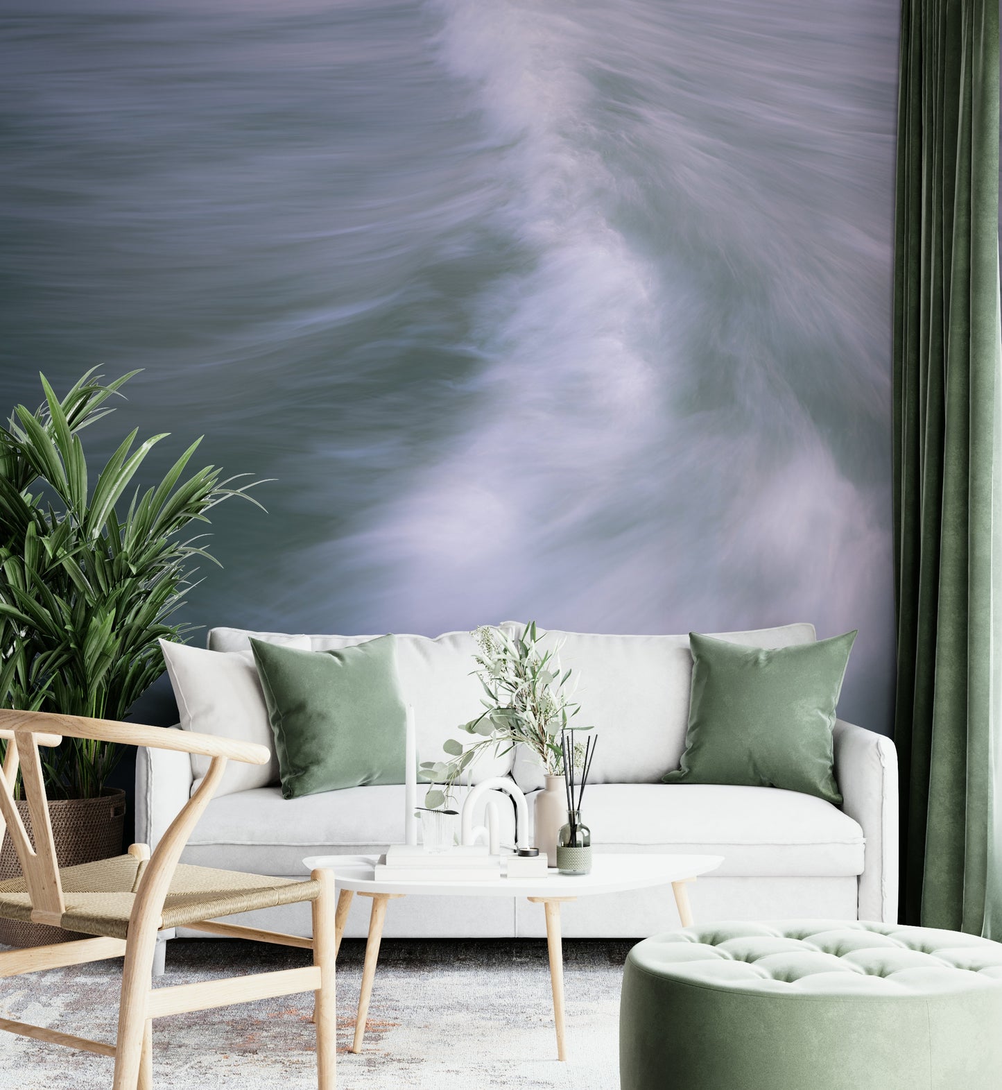 The wallpaper for walls being installed.