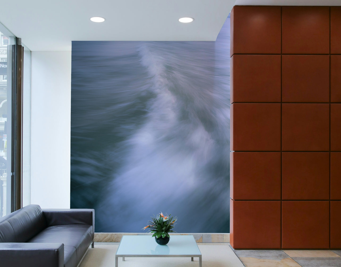 A close-up of the detailed texture in the wave design.