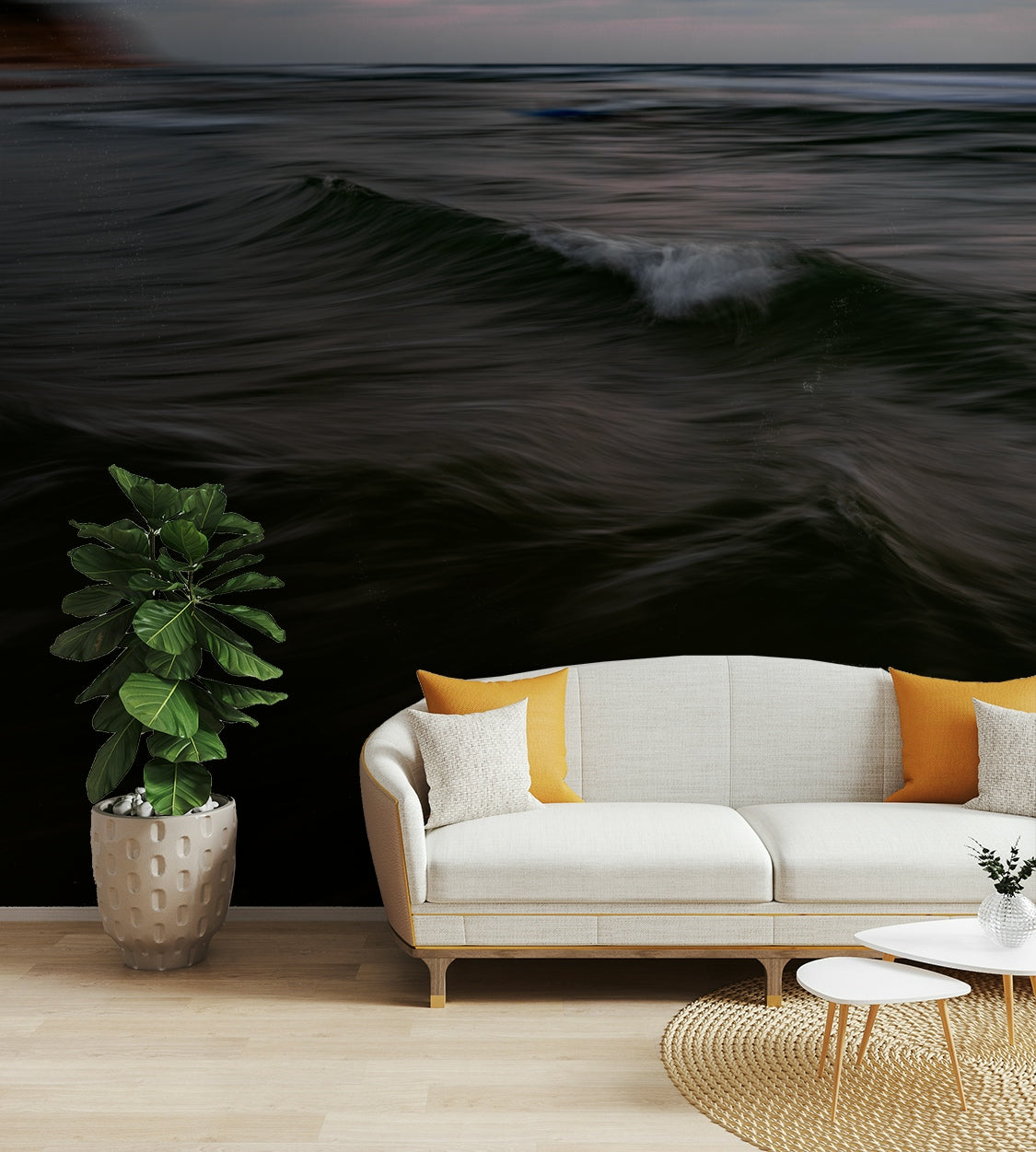 A close-up of the detailed texture in the wave design.