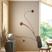 The peel and stick wallpaper on a smooth wall surface.