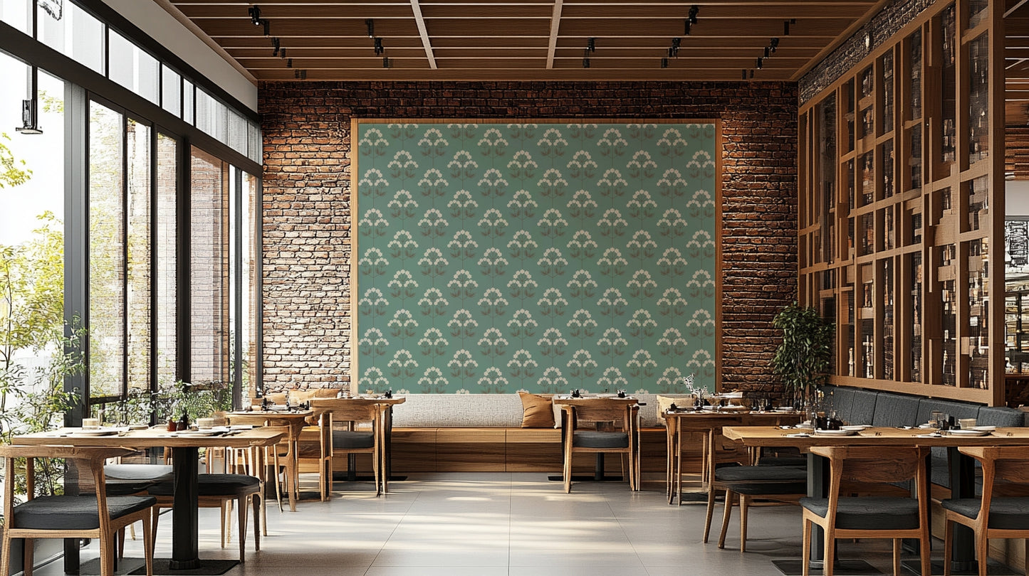 A cheerful botanical mural for stylish wallpaper.

