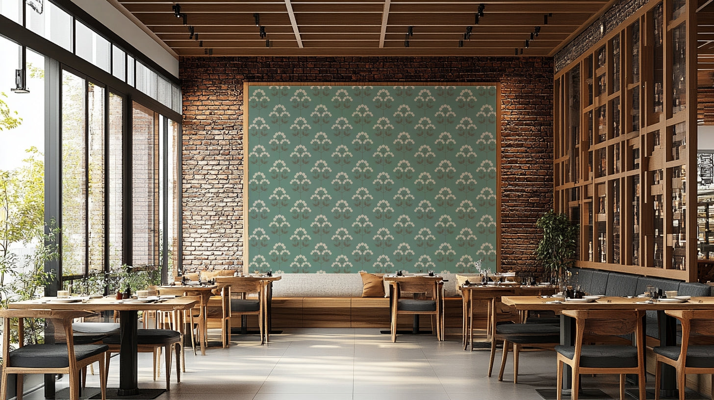 A cheerful botanical mural for stylish wallpaper.

