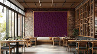 A bohemian plum leaf mural on decorative wallpaper.