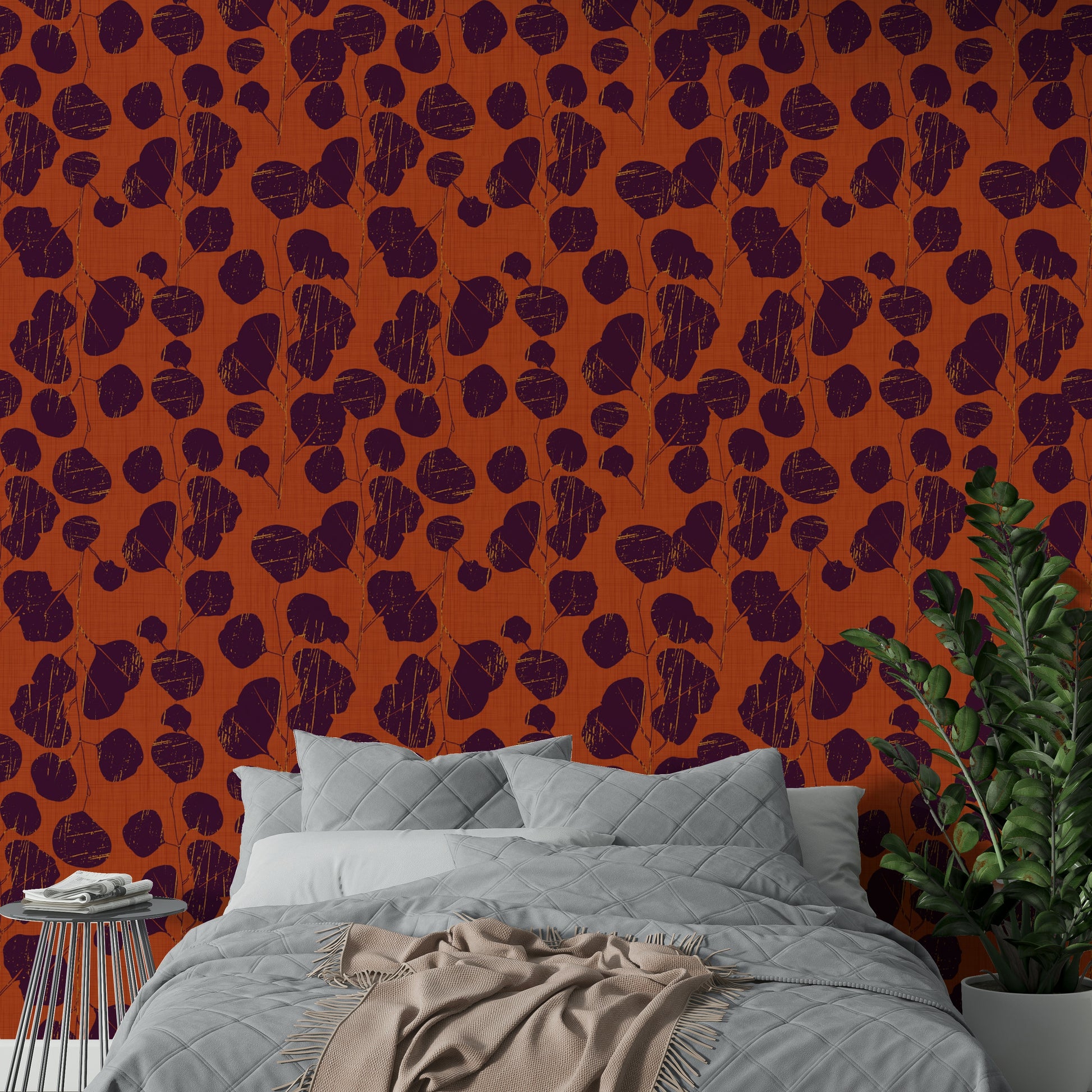 An artistic abstract leaf mural for home decor.