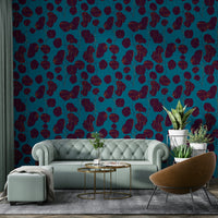 A classic floral wallpaper for walls with teal color.

