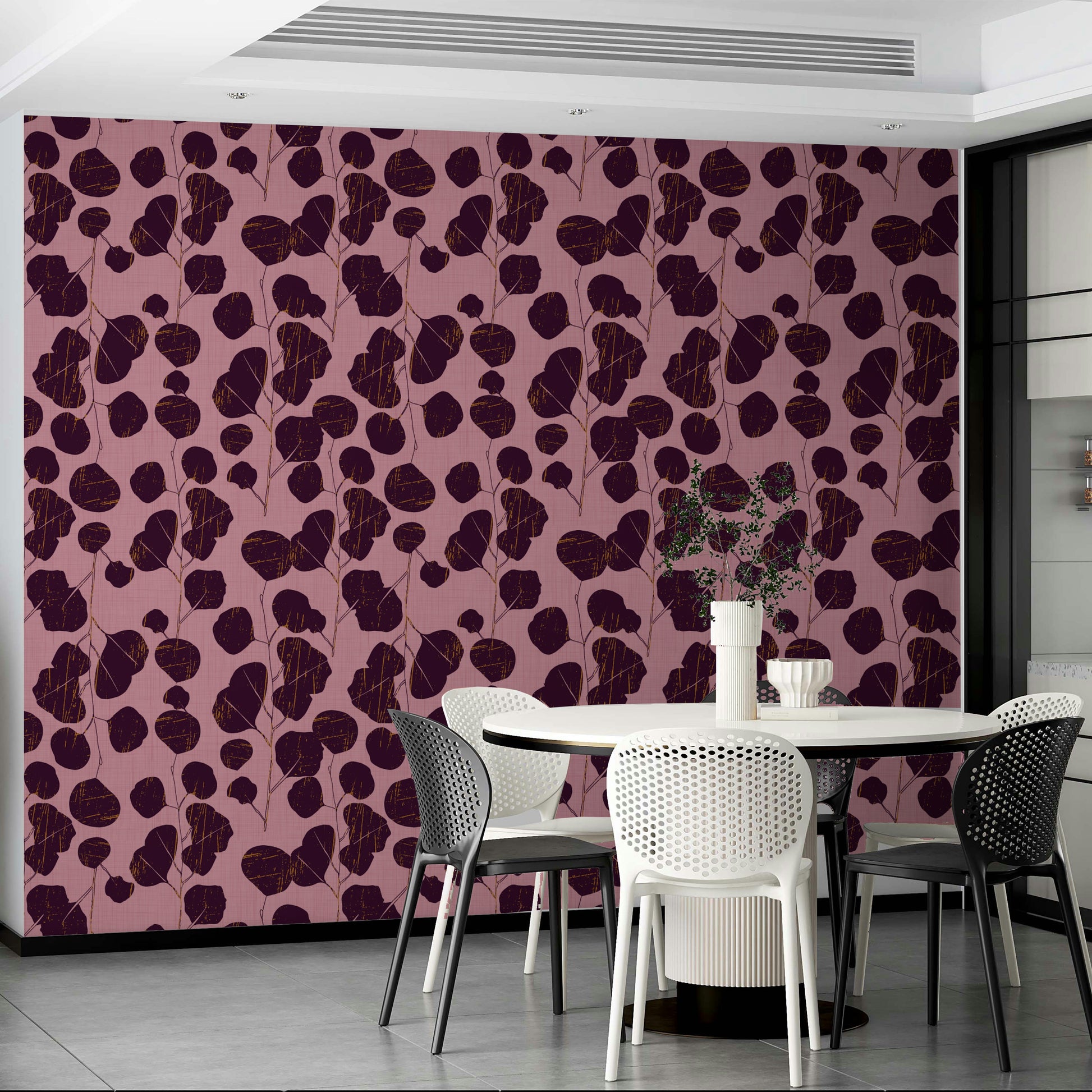 A dramatic jewel tone wallpaper mural that defines a space.

