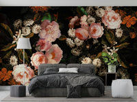 A dramatic rose garden wallpaper mural that defines a space.

