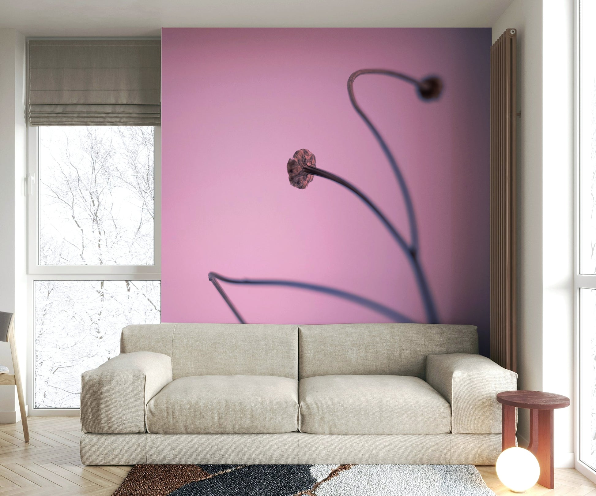 A delicate dried flower wallpaper mural for a feature wall.