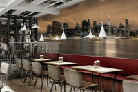 An angled shot of the mural's gentle color palette.

