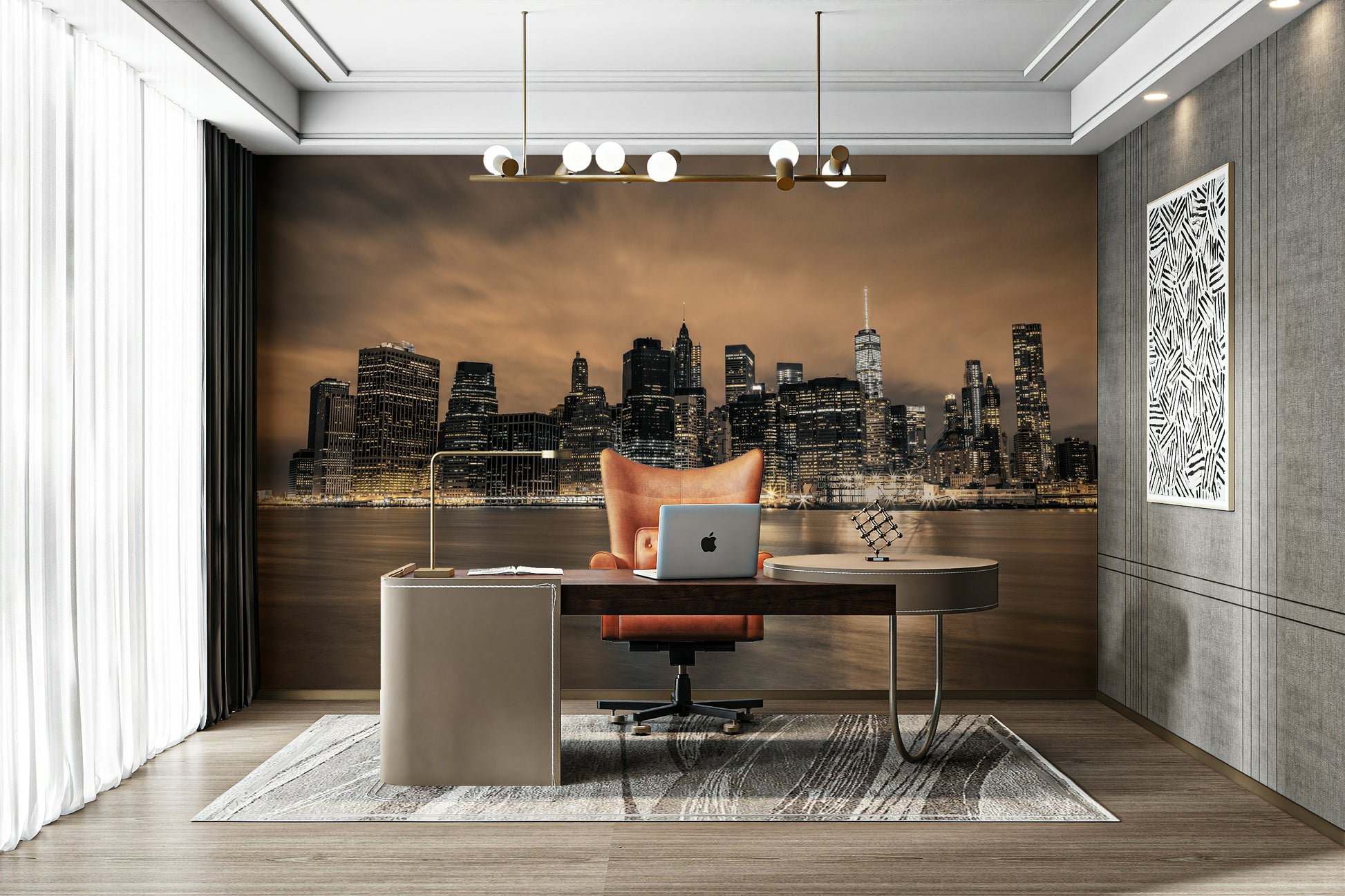 The wallpaper for walls being admired in a home.

