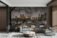 A beautiful, romantic view of a street in London at night.

