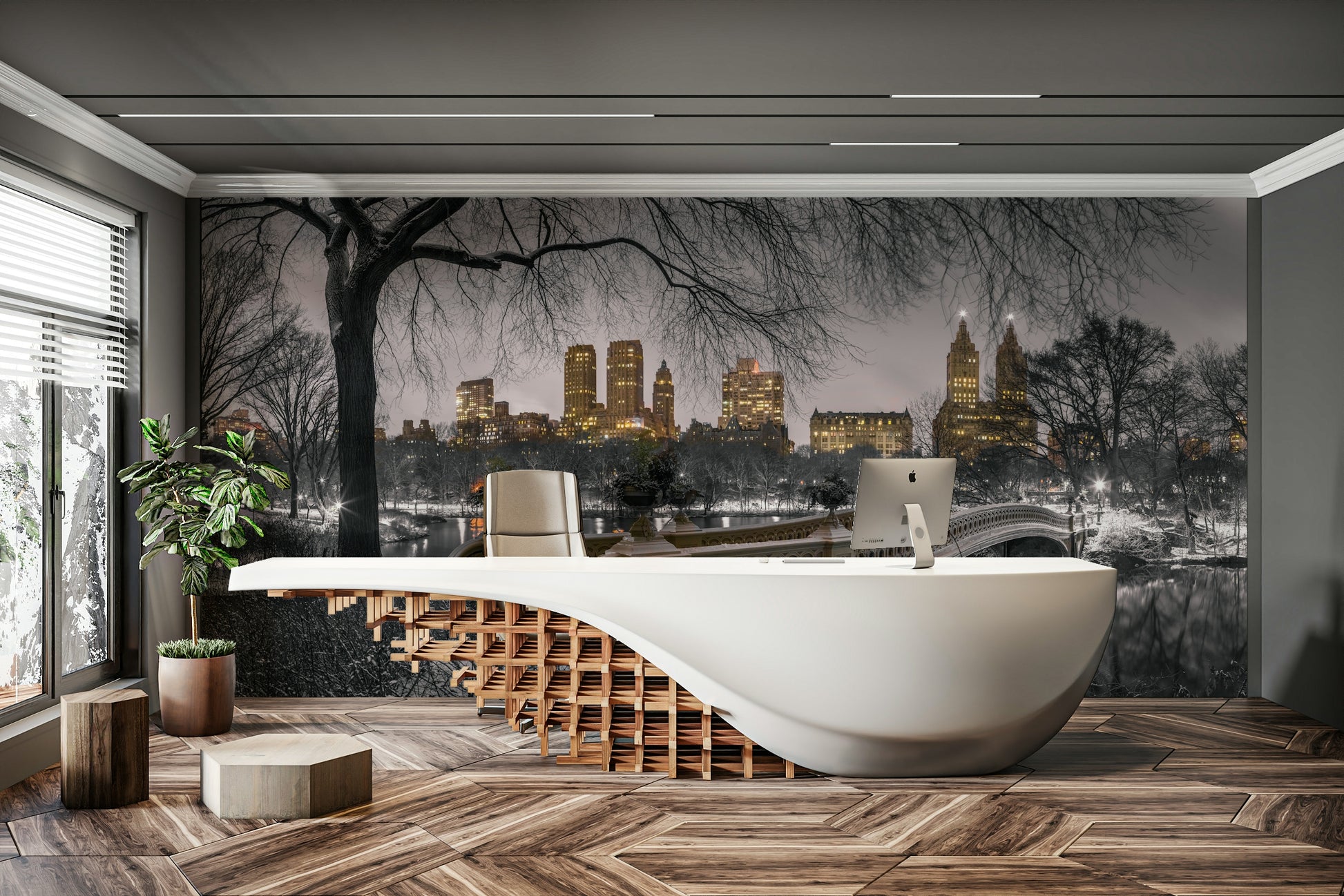 A close-up of the detailed lights and architecture.

