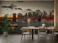 A high-angle view of the wall mural in a large space.

