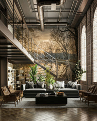 A detail shot of the sun's warm light filtering through the trees.

