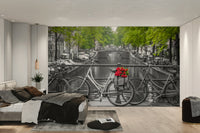 The wallpaper for walls being admired in a home.

