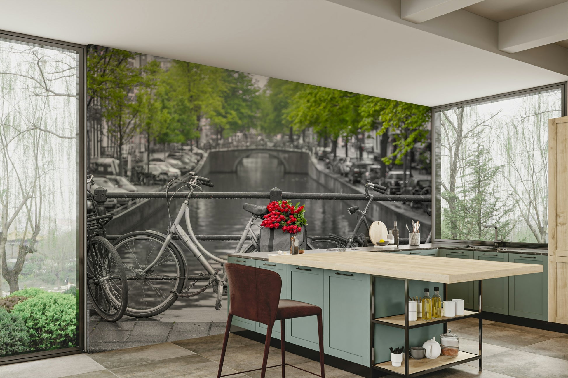 A detail shot of the historic architecture and the serene canal.

