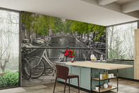 A detail shot of the historic architecture and the serene canal.

