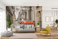 A beautiful modern living room with a Havana Ride mural.


