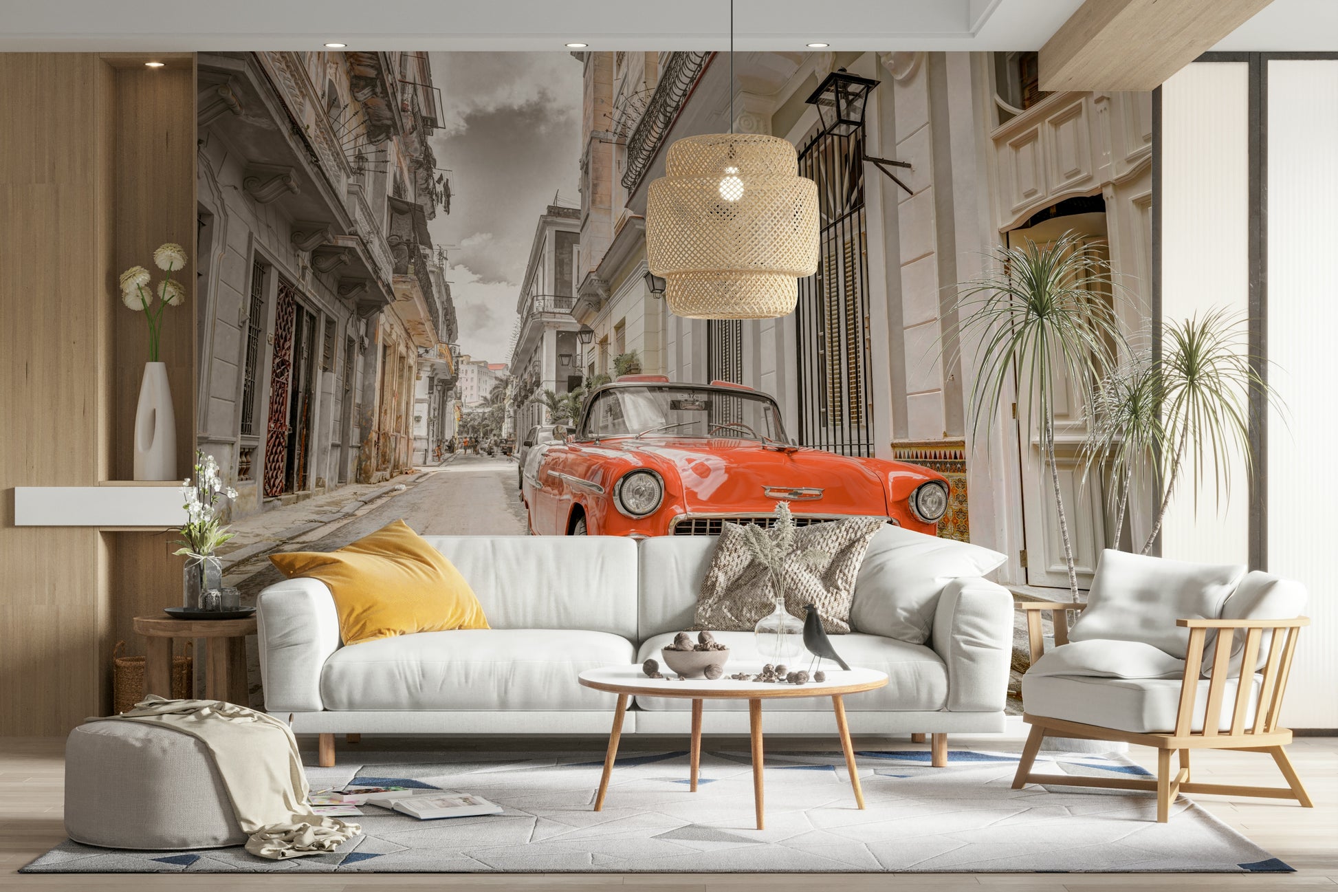 The wallpaper for walls being admired in a home.

