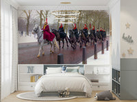 A high-angle view of the wall mural in a large space.

