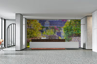 The peel and stick wallpaper showing realistic house textures.

