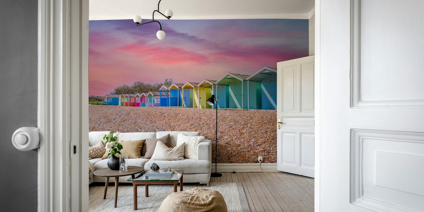 The wallpaper is used as a feature wall in a bedroom.

