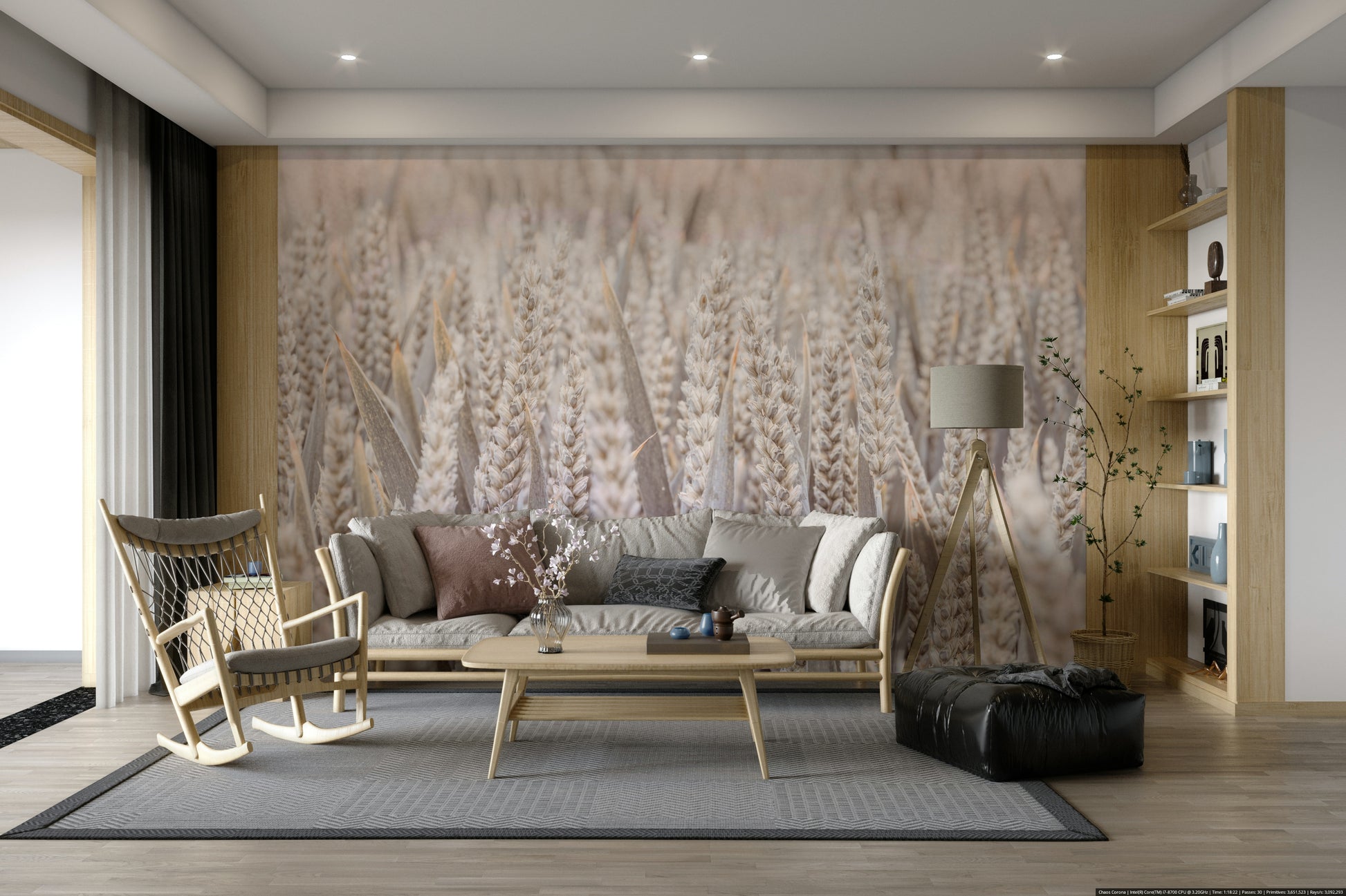 An artistic nature landscape mural for home decor.

