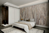 A peaceful open country mural on decorative wallpaper.

