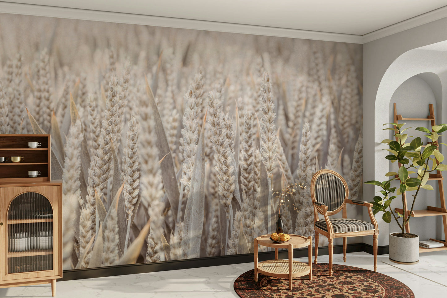 A beautiful grain field wall mural for a living room.

