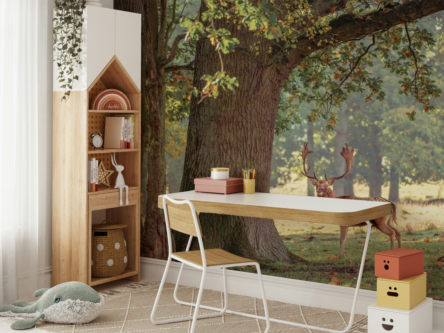 A contemplative wild animal wallpaper mural for a feature wall.

