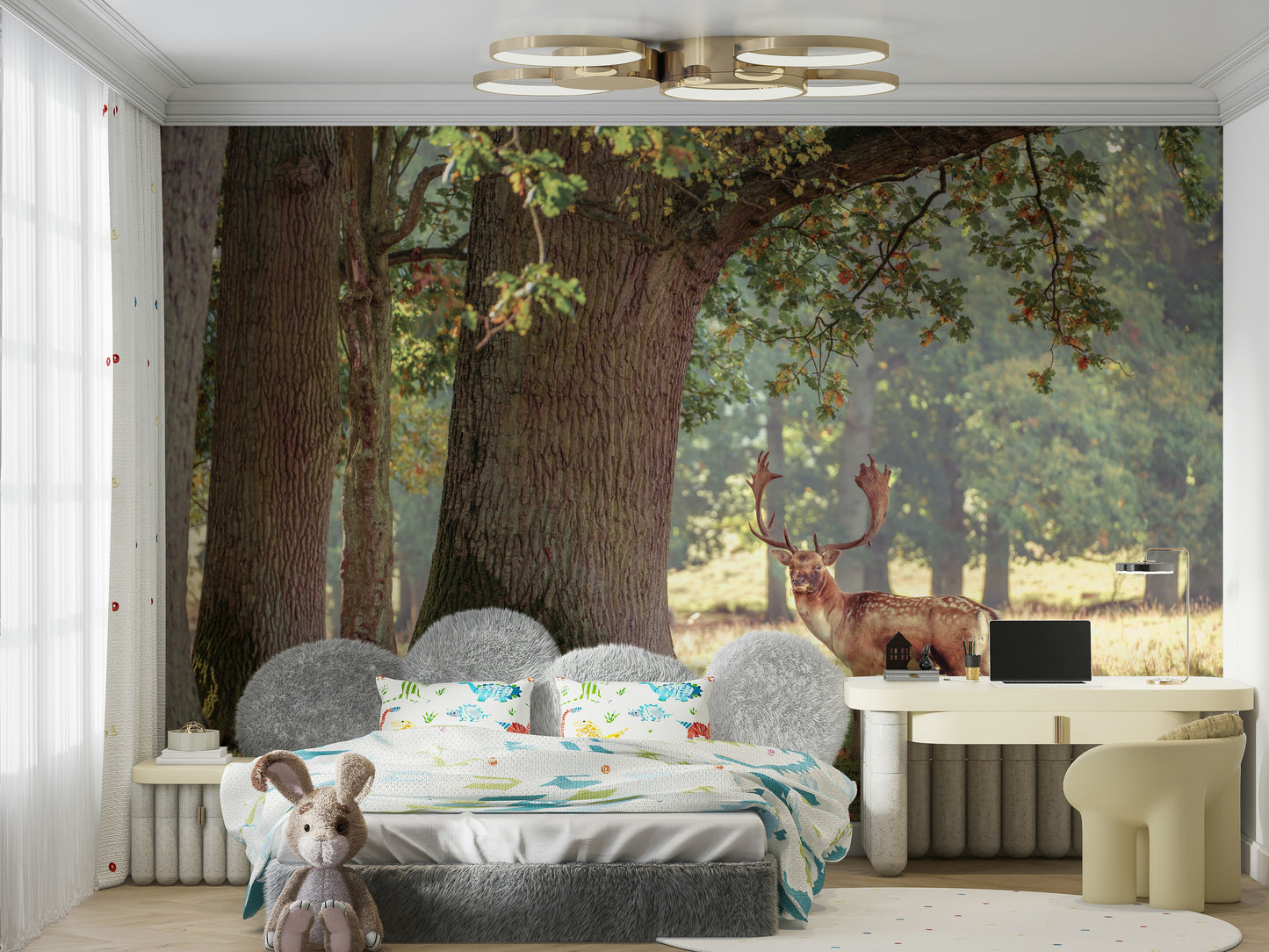 A serene woodland monarch wall mural for your decor.

