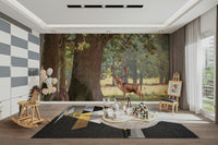 A beautiful woodland wall mural for a living room.


