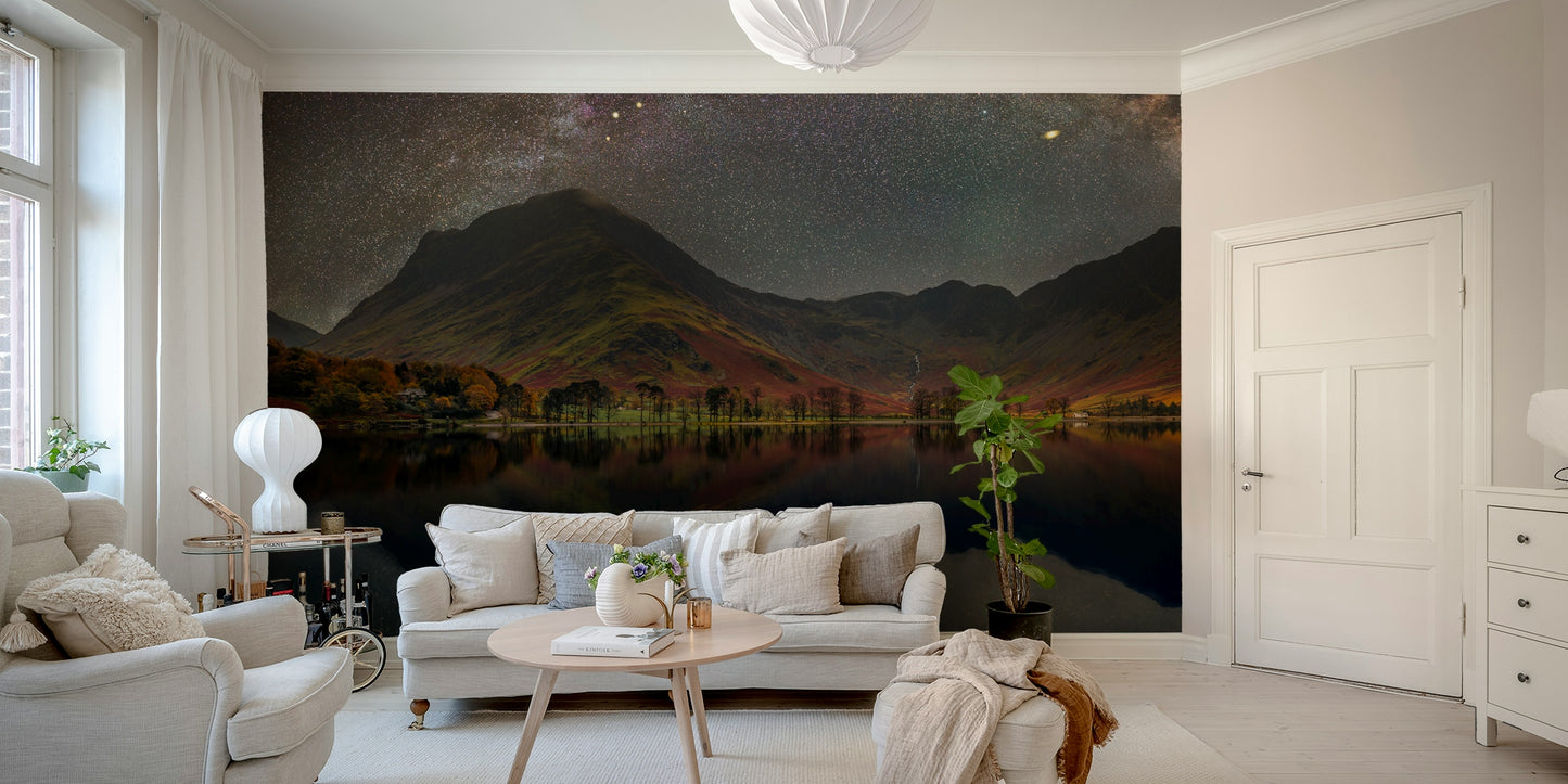An artistic dark sky mural for home decor.


