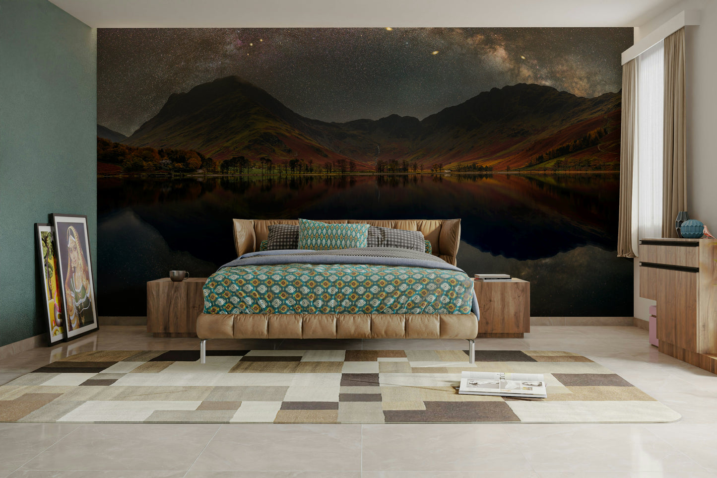A beautiful celestial wall mural for a living room.

