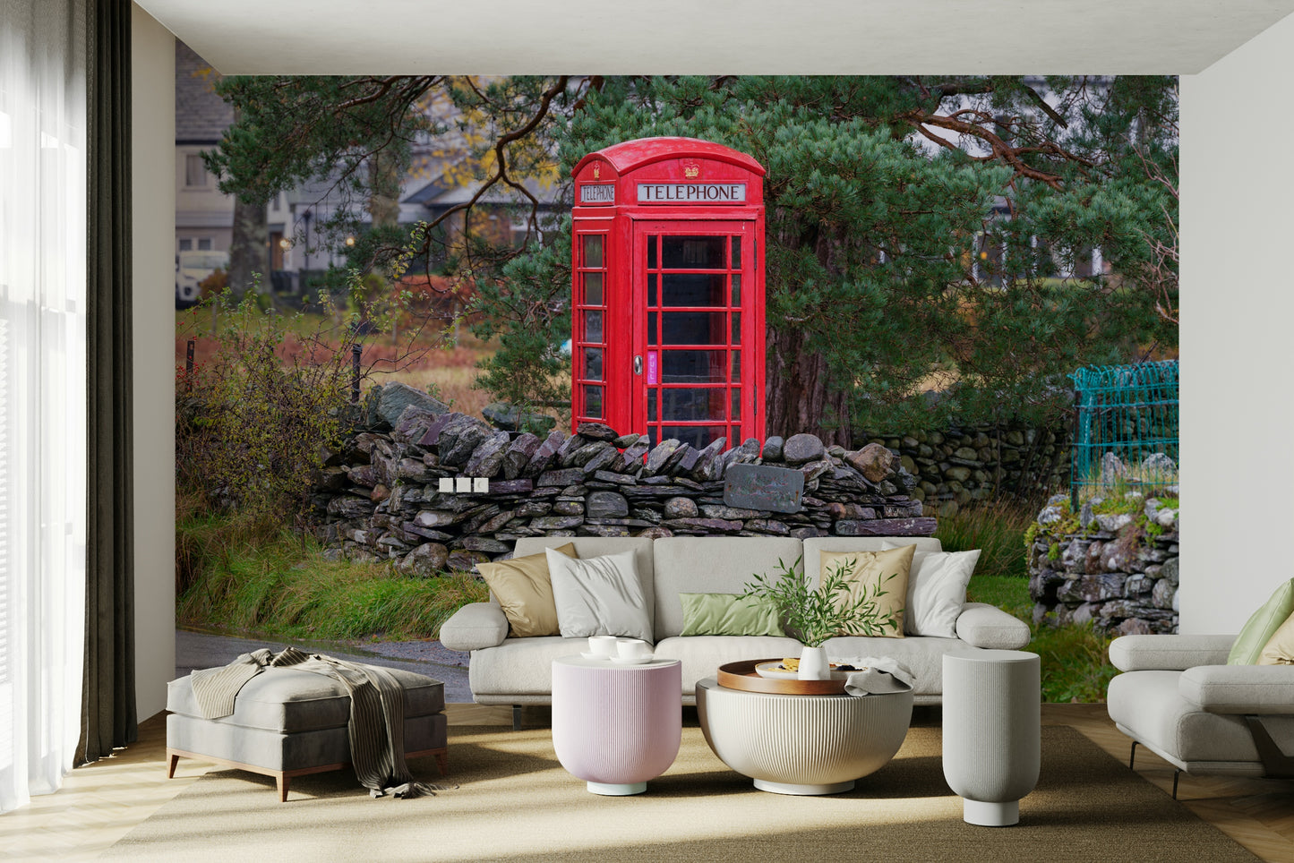 A beautiful historic London wall mural for a living room.

