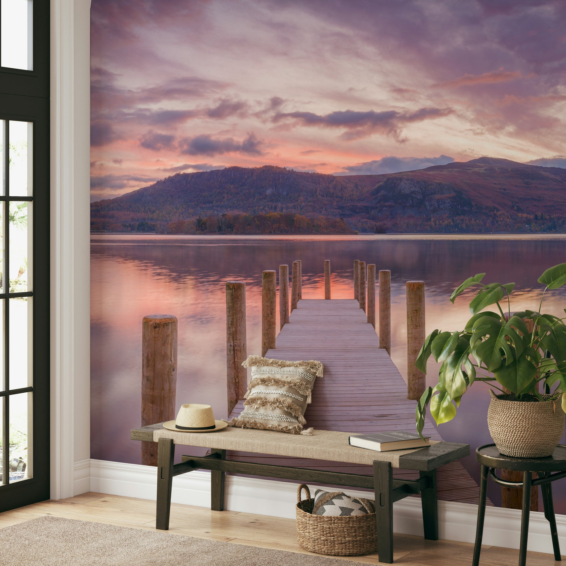 An artistic mauve sky mural for home decor.

