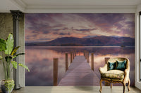 A calming serene dock wallpaper mural that defines a space.


