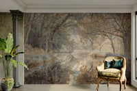 A calming woodland river wallpaper mural that defines a space.

