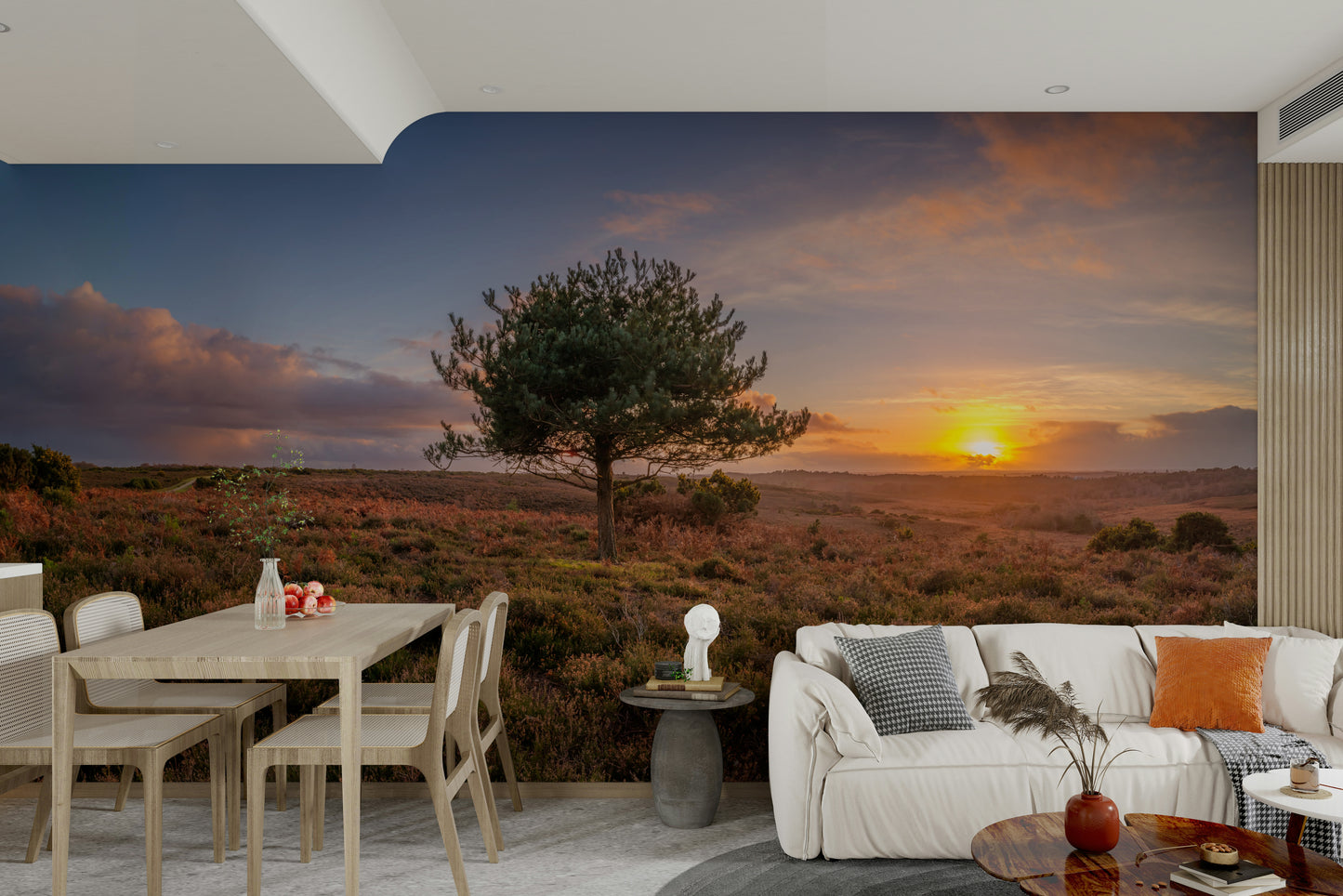 A classic meadow scene wallpaper for walls.

