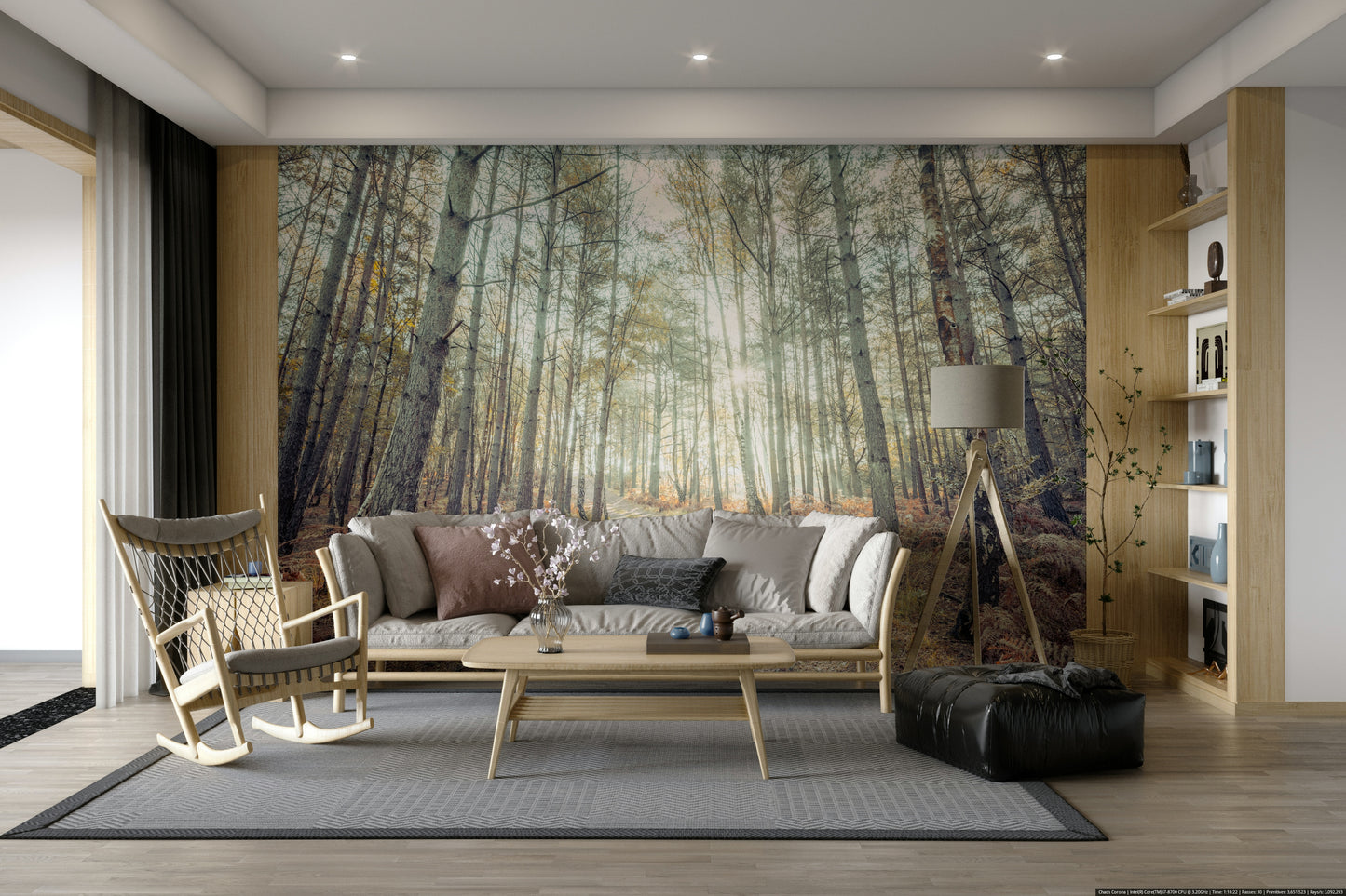 A calming sun-drenched wallpaper mural that defines a space.

