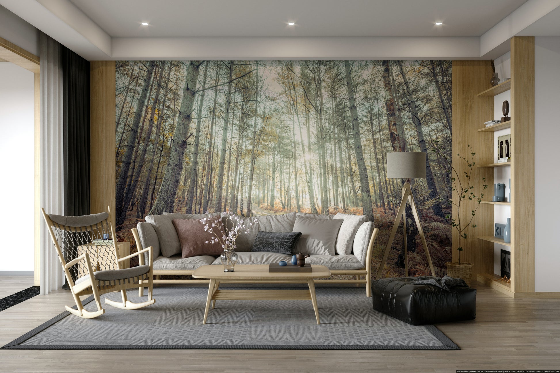 A calming sun-drenched wallpaper mural that defines a space.

