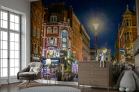 A classic London street wallpaper for walls.

