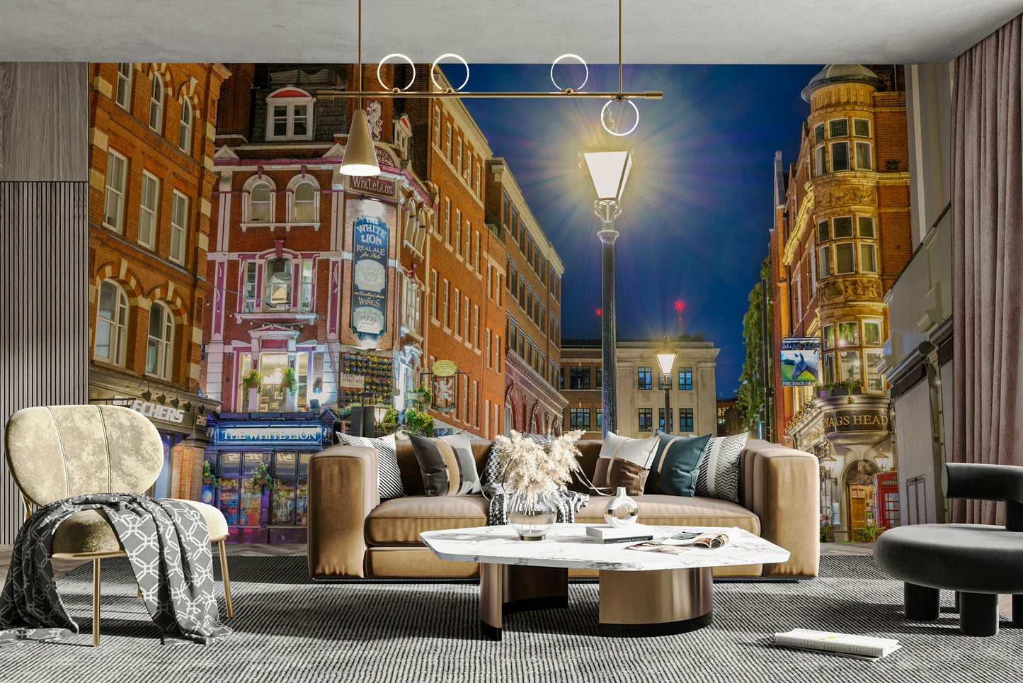 A beautiful night photography wall mural for a living room.

