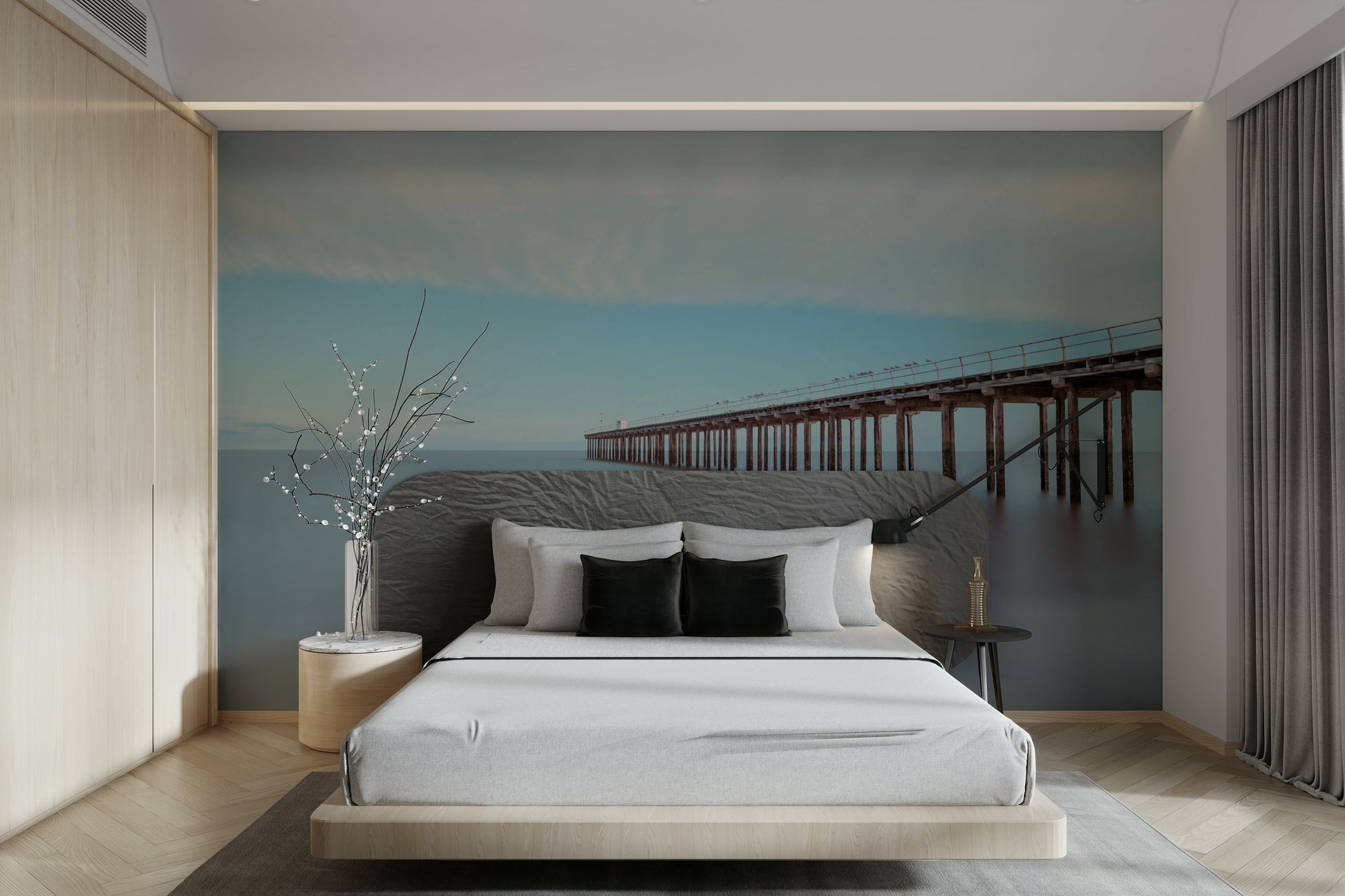 An artistic seaside mural for home decor.

